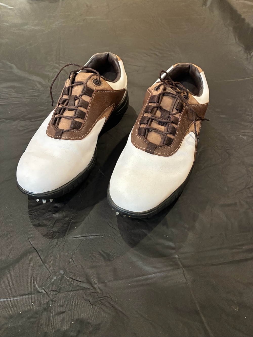 FootJoy White and Brown Men's Golf Shoes - Size 8.5